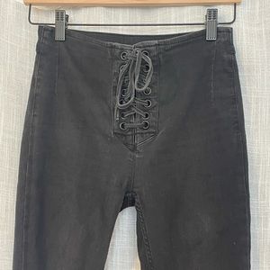 Free People Black Lace Up Skinny Jeans